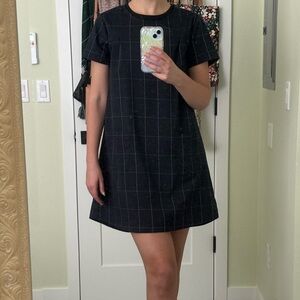 Navy Windowpane Dress